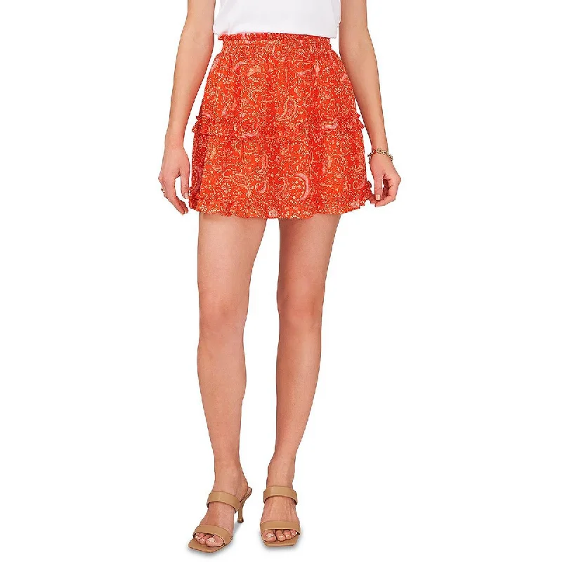 1.State Womens Smocked Ruffled Mini Skirt corduroy skirt cozy