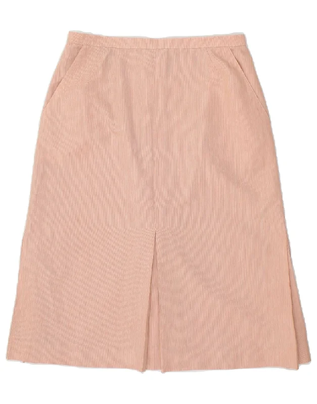 ALEXON Womens A-Line Skirt UK 16 Large W30 Pink Pinstripe Polyester ruffled skirt detail ALEXON Womens A-Line Skirt UK 16 Large W30 Pink Pinstripe Polyester ruffled skirt detail