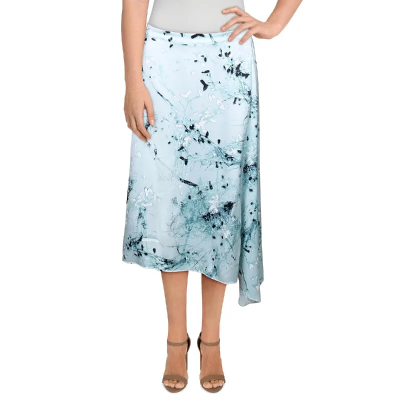 Alfani Womens Printed Asymmetric A-Line Skirt zip skirt side