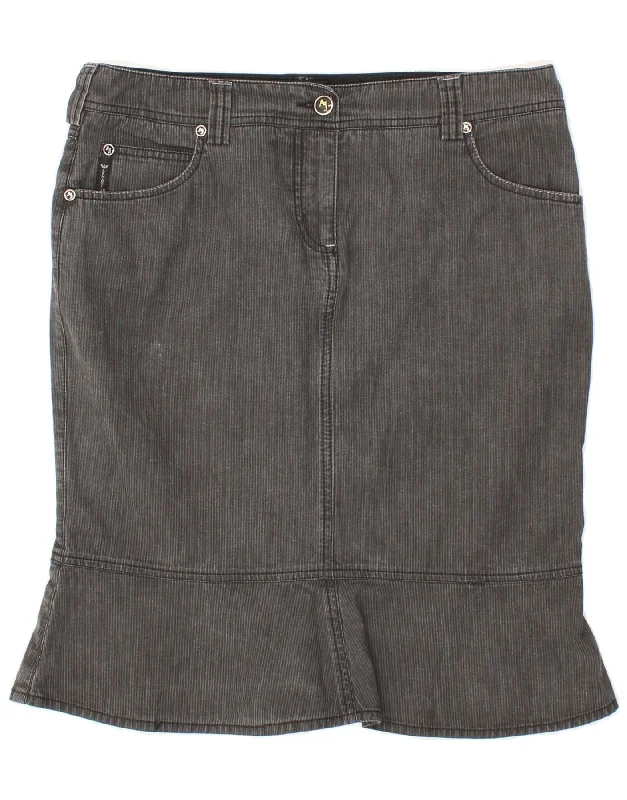 ARMANI Womens Tulip Skirt IT 44 Medium W30  Grey Striped Cotton low waist skirt