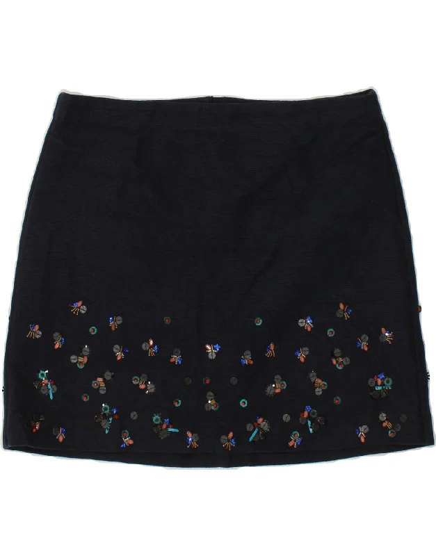 BANANA REPUBLIC Womens Mini Skirt US 10 Large W32 Navy Blue Spotted Linen lightweight skirt design BANANA REPUBLIC Womens Mini Skirt US 10 Large W32 Navy Blue Spotted Linen lightweight skirt design