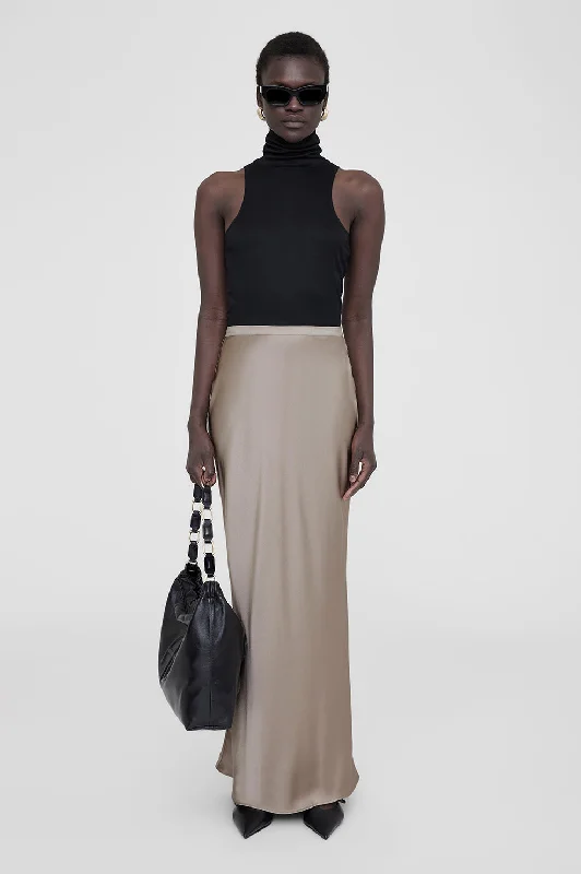 Bar Silk Maxi Skirt - Taupe denim skirt stylish