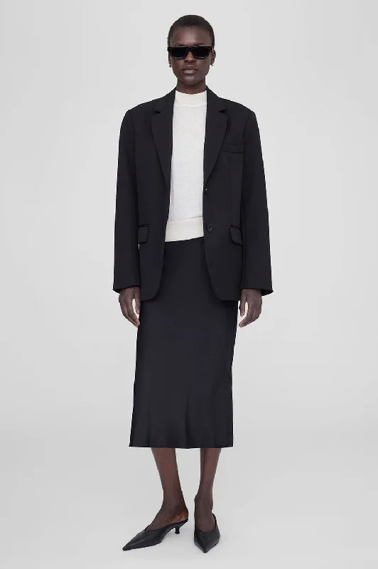 Bar Silk Skirt - Black silk skirt luxurious
