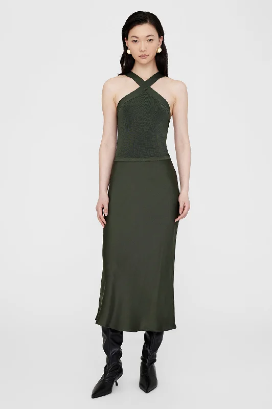 Bar Silk Skirt - Dark Olive lace skirt feminine