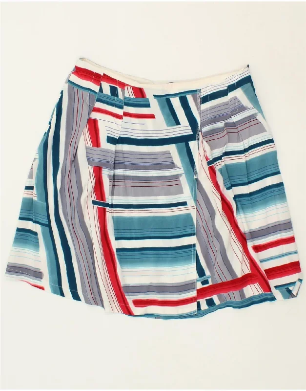 BENETTON Womens A-Line Skirt UK 16 Large W32 Blue Geometric Viscose corduroy skirt durable BENETTON Womens A-Line Skirt UK 16 Large W32 Blue Geometric Viscose corduroy skirt durable