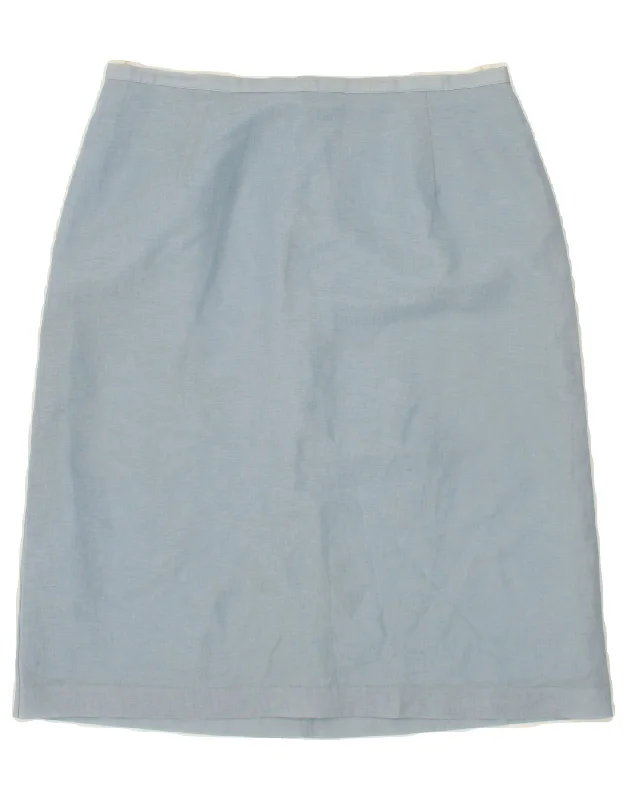 BENETTON Womens A-Line Skirt W26 Small Blue linen skirt relaxed