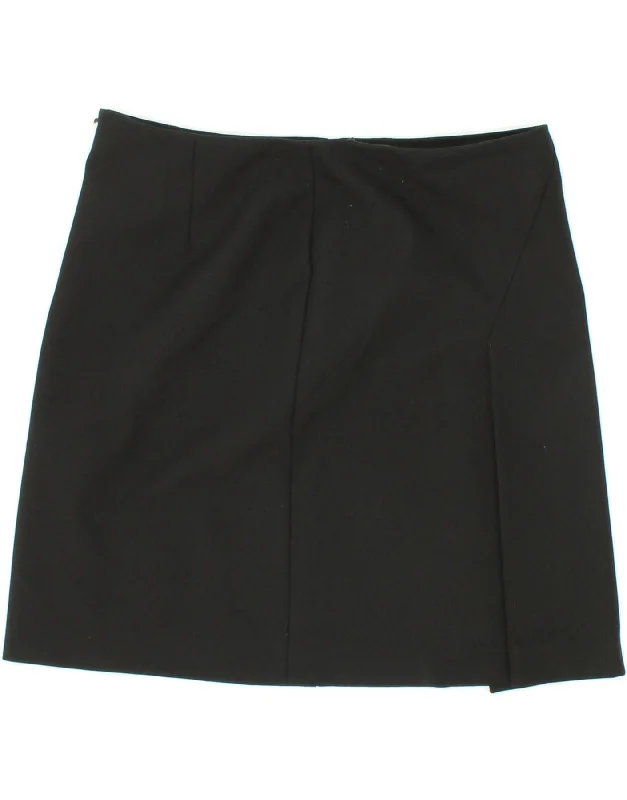 BENETTON Womens A-Line Skirt W34 Large Black linen skirt relaxed