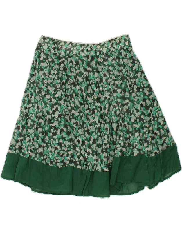 BENETTON Womens Abstract Pattern A-Line Skirt IT 42 Medium W28 Green low waist skirt BENETTON Womens Abstract Pattern A-Line Skirt IT 42 Medium W28 Green low waist skirt