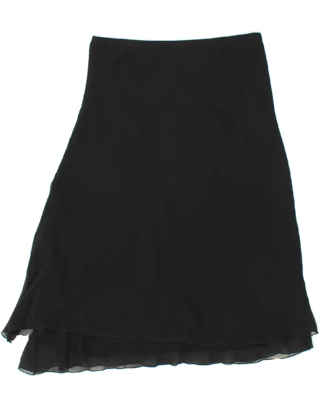BENETTON Womens Asymmetrical Skirt W30 Medium  Black velvet skirt rich