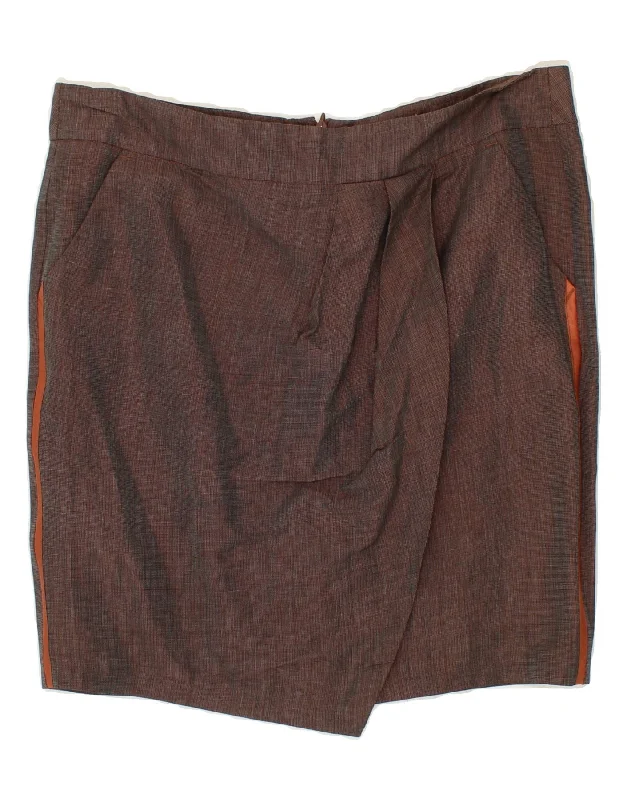 BENETTON Womens Asymmetrical Skirt W32 Large  Brown wool skirt sturdy