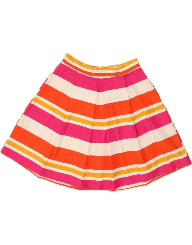 BENETTON Womens Circle Skirt UK 8 Small W26 Multicoloured Striped Cotton a-line skirt cut