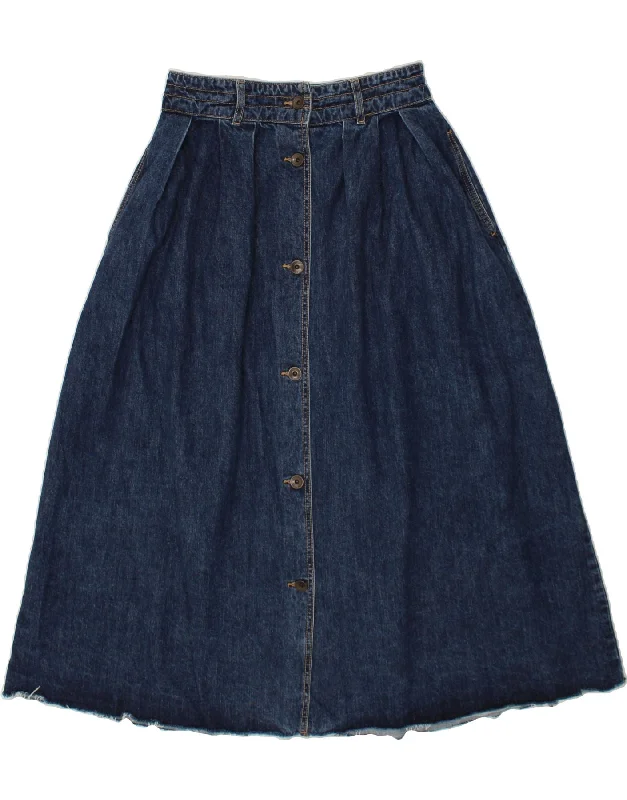 BENETTON Womens Denim A-Line Skirt UK 12 Medium W30  Blue Cotton ribbed skirt waist