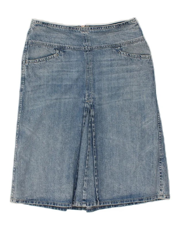BENETTON Womens Denim Skirt IT 38 XS W28 Blue Cotton lace skirt feminine