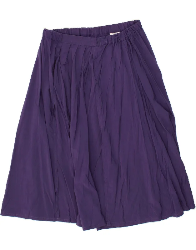 BENETTON Womens Flared Skirt IT 42 Medium W30 Purple Viscose linen skirt relaxed