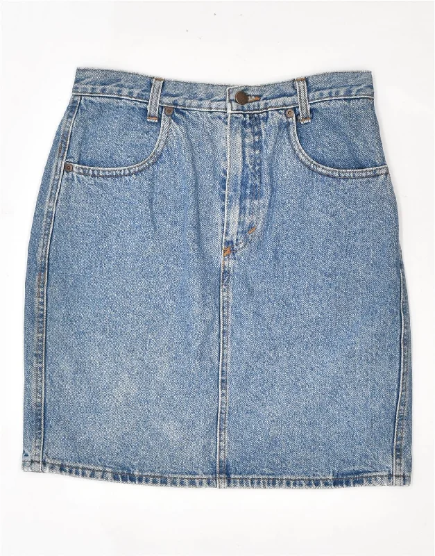 BENETTON Womens High Waist Denim Skirt IT 46 Large W28 Blue Cotton relaxed fit skirt