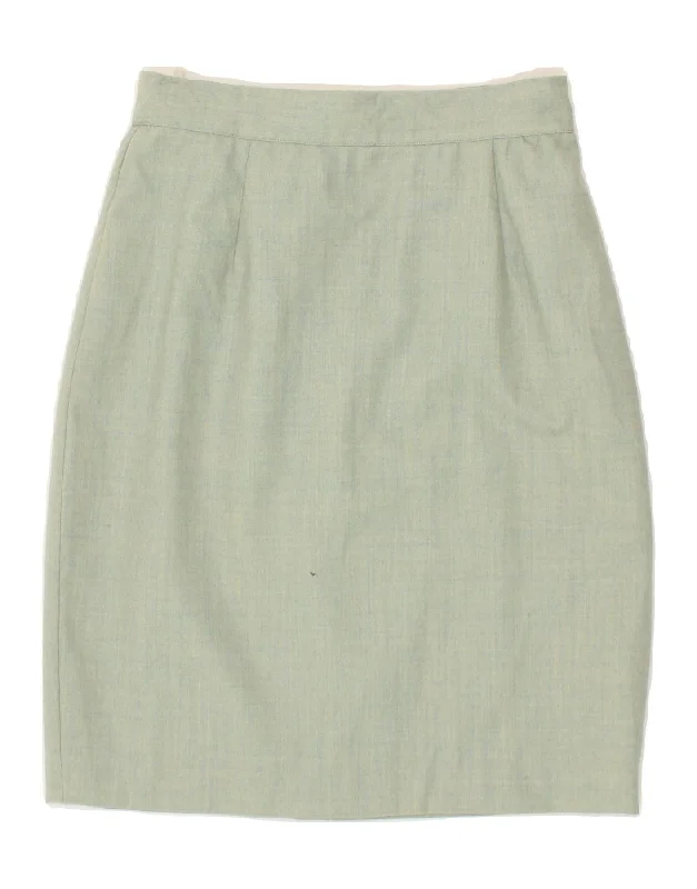 BENETTON Womens High Waist Pencil Skirt IT 44 Medium W26 Green Wool chiffon skirt floaty BENETTON Womens High Waist Pencil Skirt IT 44 Medium W26 Green Wool chiffon skirt floaty