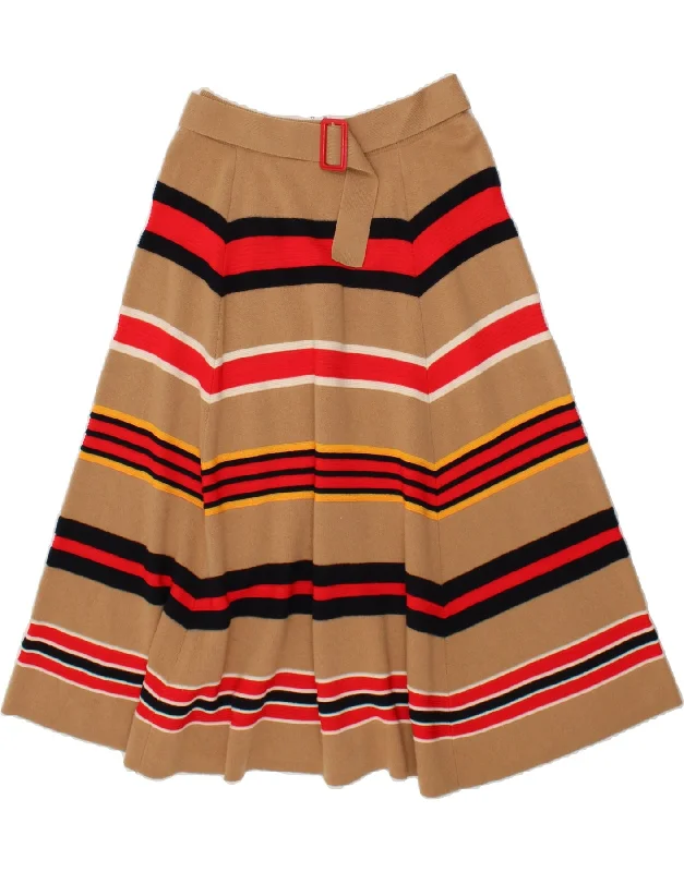 BENETTON Womens Knit Flared Skirt Large W32  Brown Striped Polyamide corduroy skirt durable