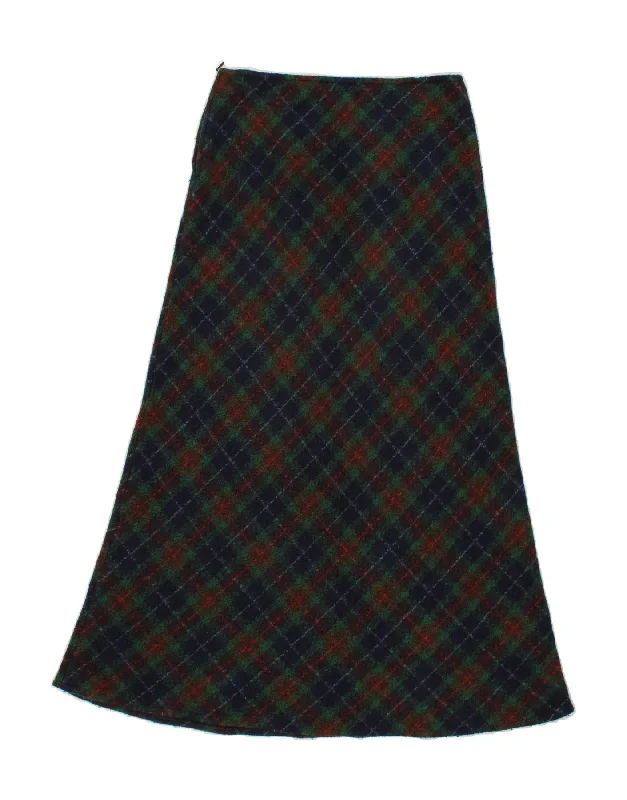 BENETTON Womens Maxi Skirt IT 42 Medium W28 Navy Blue Plaid Acrylic velvet skirt plush BENETTON Womens Maxi Skirt IT 42 Medium W28 Navy Blue Plaid Acrylic velvet skirt plush