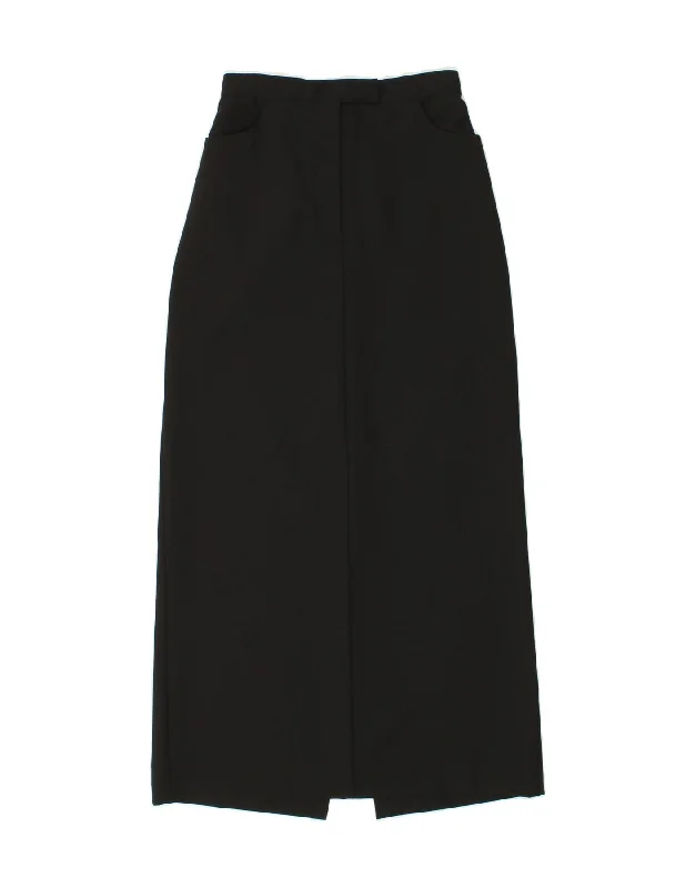 BENETTON Womens Maxi Skirt IT 44 Medium W32  Black Polyester asymmetrical skirt cut