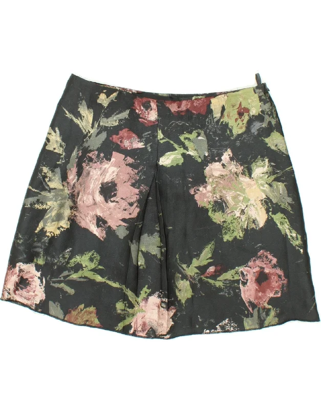 BENETTON Womens Mini Skirt IT 40 Small W32 Black Floral Polyester lace skirt intricate BENETTON Womens Mini Skirt IT 40 Small W32 Black Floral Polyester lace skirt intricate