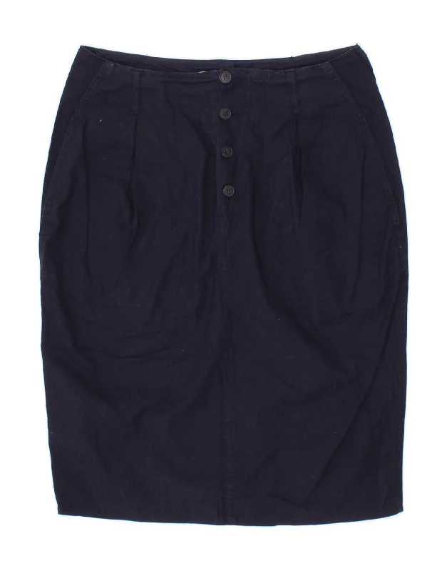 BENETTON Womens Pencil Skirt IT 42 Medium  W30 Navy Blue Cotton denim skirt classic