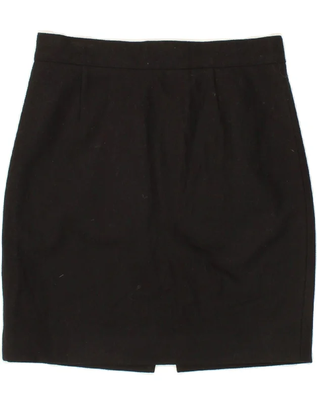 BENETTON Womens Pencil Skirt IT 44 Medium W28  Black Wool belted skirt waist