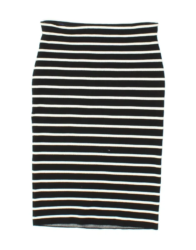 BENETTON Womens Pencil Skirt Medium W28 Black Striped Viscose linen skirt natural