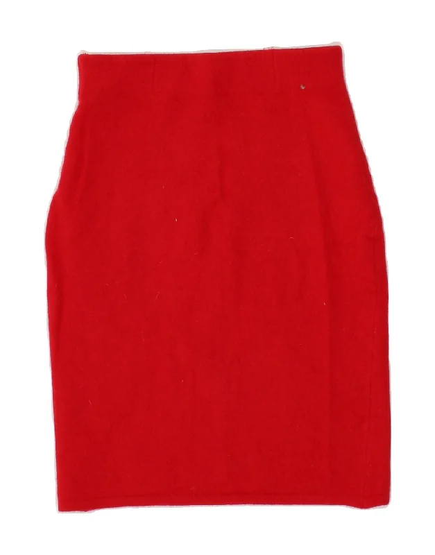 BENETTON Womens Pencil Skirt Small W26  Red Wool denim skirt trendy