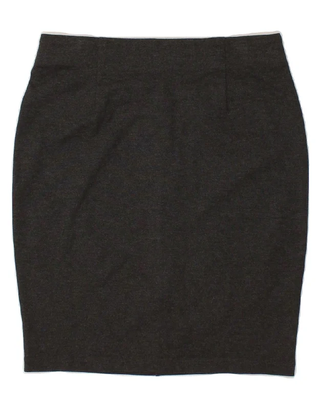 BENETTON Womens Pencil Skirt W32 Large Grey velvet skirt sumptuous