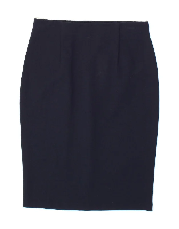 BENETTON Womens Pencil Skirt XS W26 Navy Blue Viscose velvet skirt plush