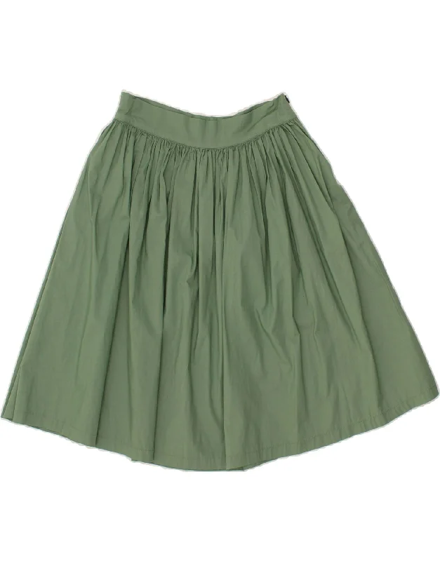 BENETTON Womens Pleated A-Line Skirt UK 10 Small W26 Green Cotton leather skirt bold BENETTON Womens Pleated A-Line Skirt UK 10 Small W26 Green Cotton leather skirt bold