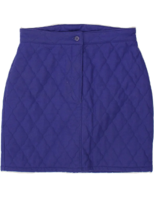 BENETTON Womens Quilted Pencil Skirt IT 46 Large W30 Blue Wool lace skirt romantic