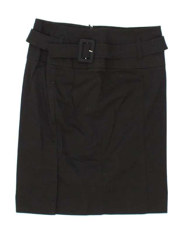 BENETTON Womens Straight Skirt W32 Large Black chiffon skirt flowing