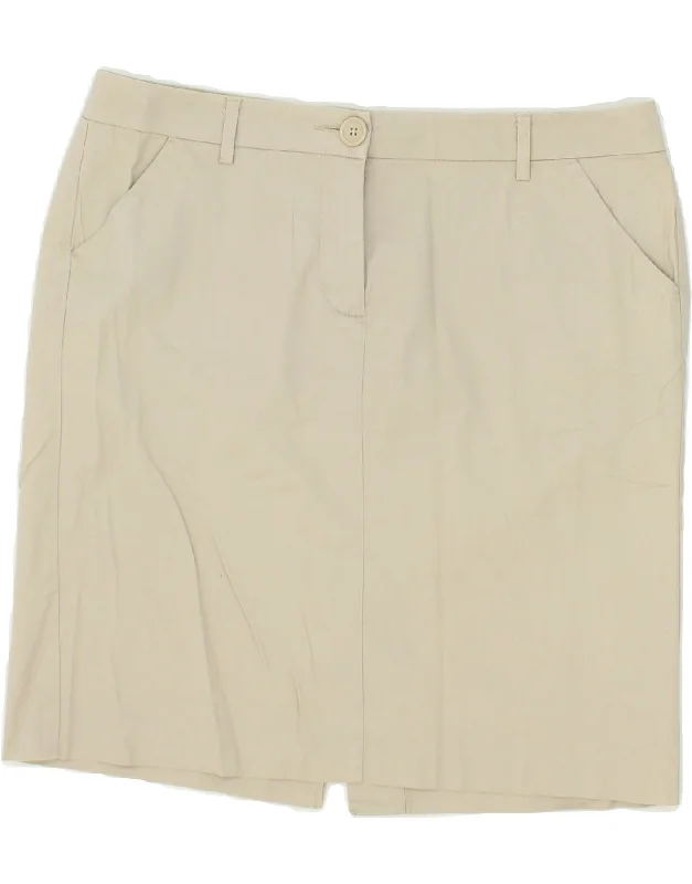 BENETTON Womens Straight Skirt W34 Large Beige Polyester denim skirt stylish