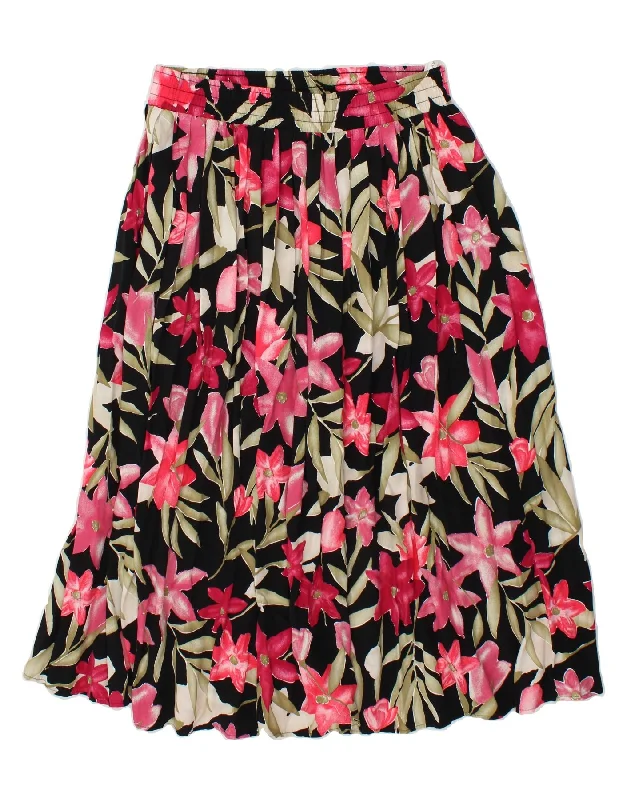 BERKERTEX  Womens Pleated Skirt UK 16 Large W32  Multicoloured Floral zip skirt side
