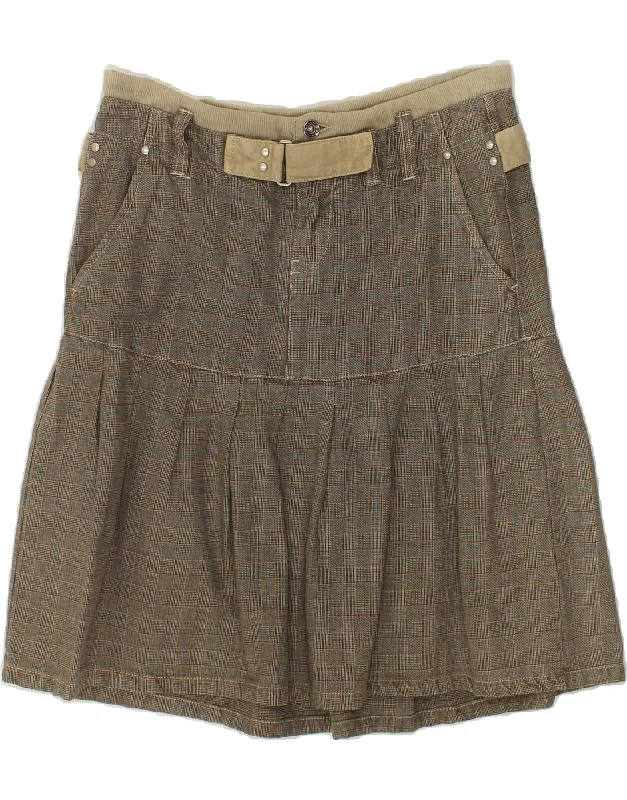 BEST COMPANY Womens Midi Skirt W34 Large Grey Houndstooth Cotton velvet skirt rich