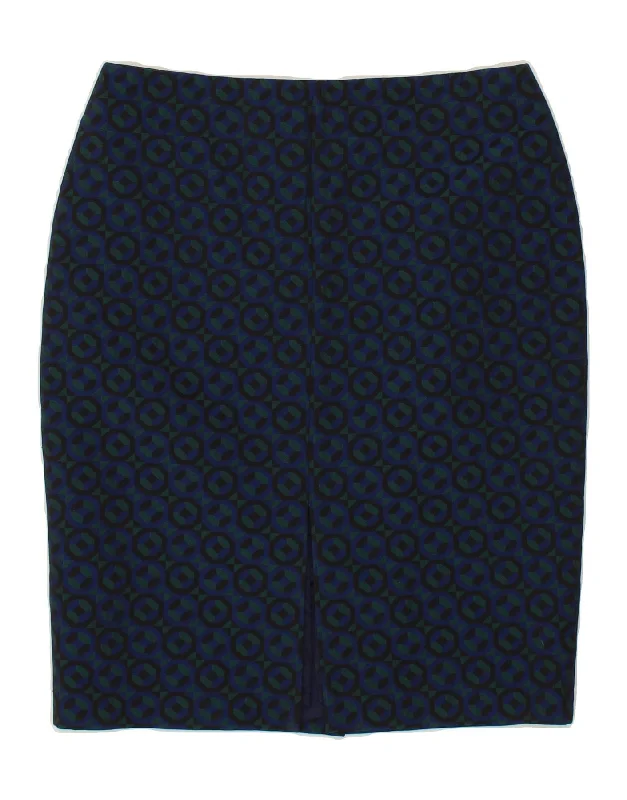 BODEN Womens Abstract Pattern Straight Skirt UK 12 Medium W29 Blue cashmere skirt plush