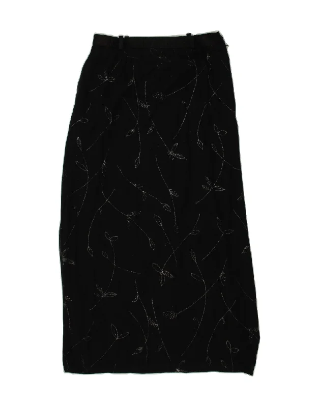 BRENDELLA Womens Maxi Skirt W30 Medium  Black Floral leather skirt modern