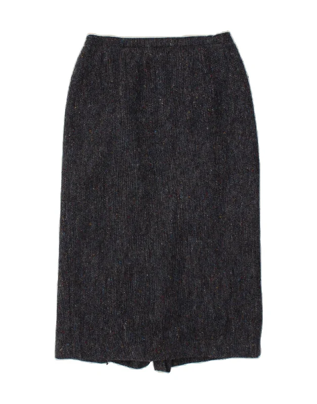BRENDELLA Womens Midi Skirt W26 Small Blue Flecked Wool denim skirt durable