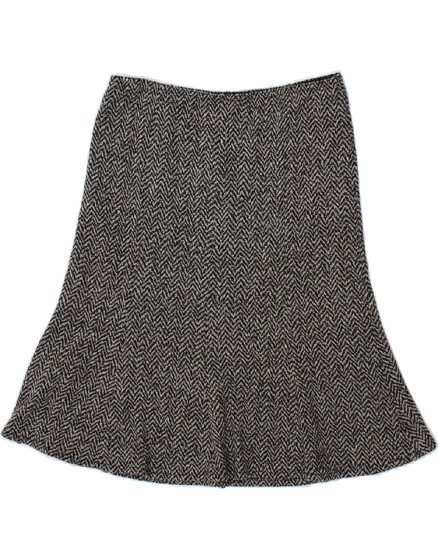 CARLA FERRONI Womens Tulip Skirt Medium W28 Black Chevron Polyester button skirt front CARLA FERRONI Womens Tulip Skirt Medium W28 Black Chevron Polyester button skirt front