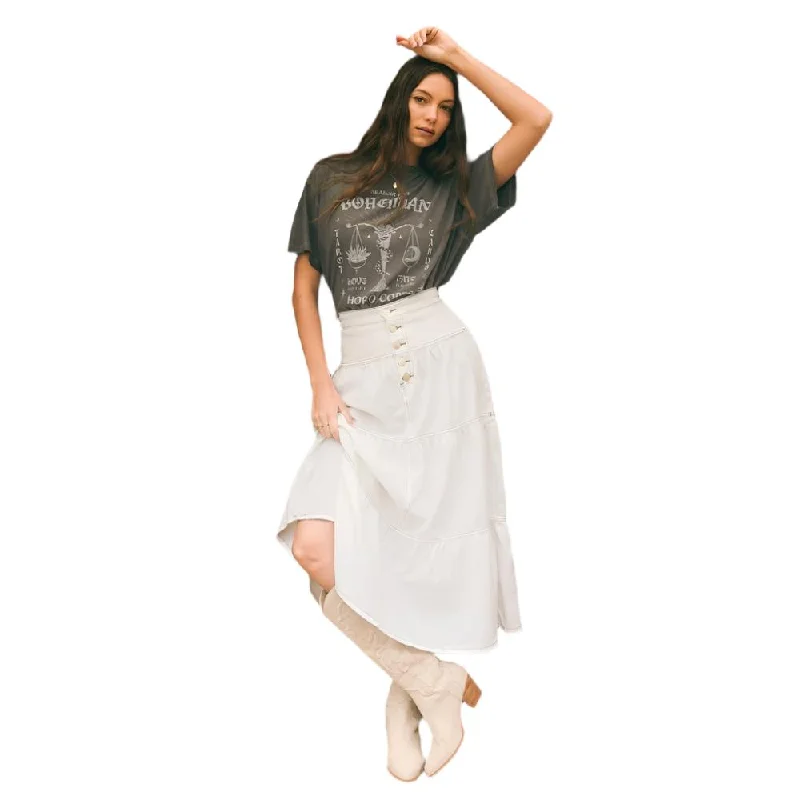 Coco Denim Maxi Skirt - Womens silk skirt sleek