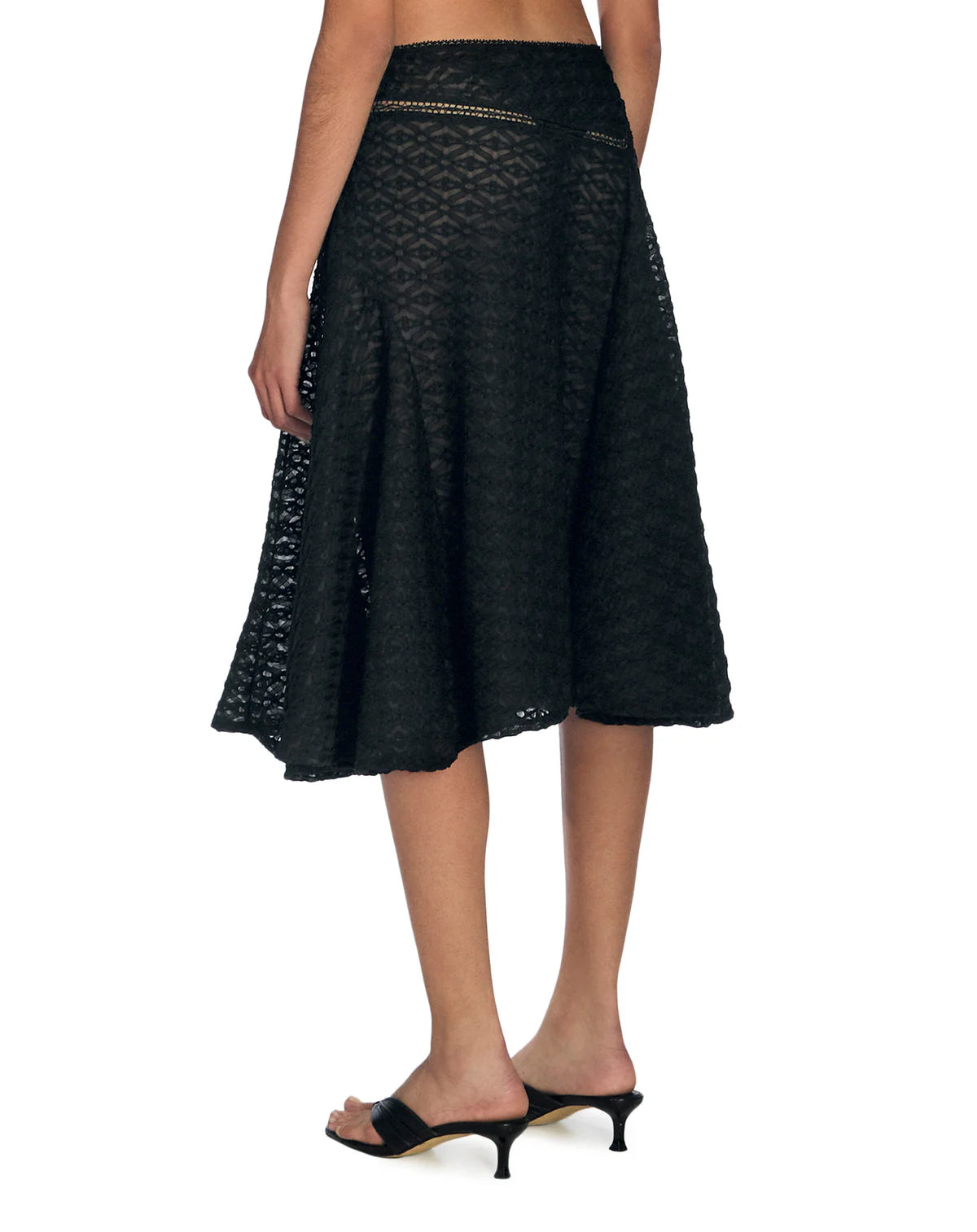 Cueva Lili Midiskirt Black silk skirt smooth
