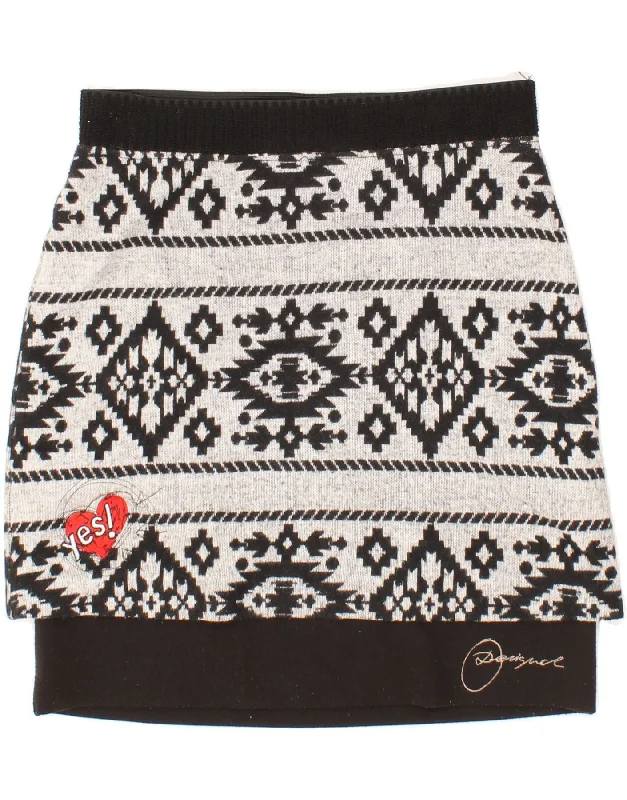 DESIGUAL Womens A-Line Skirt Medium W32 Grey Fair Isle Polyester lace skirt intricate DESIGUAL Womens A-Line Skirt Medium W32 Grey Fair Isle Polyester lace skirt intricate