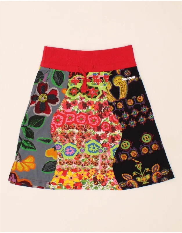 DESIGUAL Womens A-Line Skirt W26 Small Multicoloured Floral midi skirt versatile