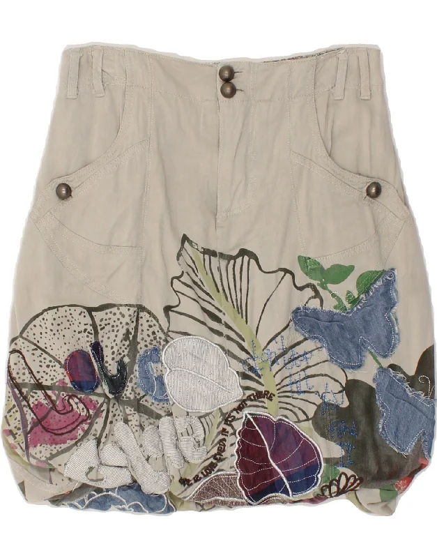 DESIGUAL Womens Graphic Bubble Skirt EU 34 XS W25 Grey Cotton corduroy skirt durable DESIGUAL Womens Graphic Bubble Skirt EU 34 XS W25 Grey Cotton corduroy skirt durable