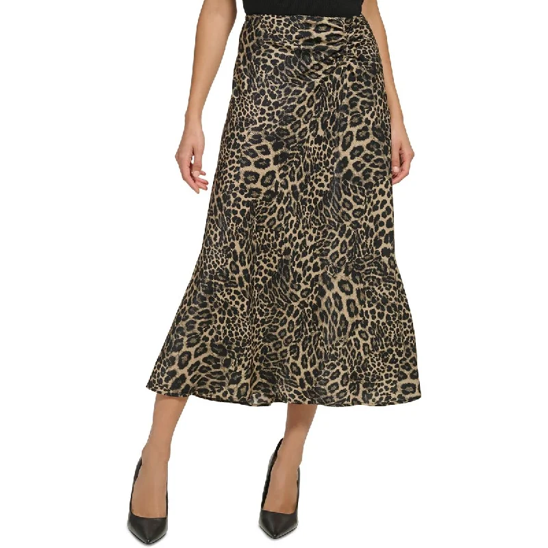 DKNY Womens Midi Ruched Midi Skirt cashmere skirt soft