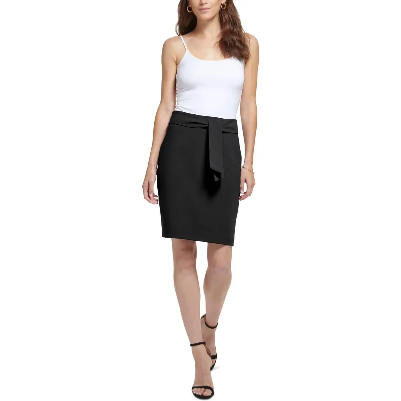 DKNY Womens Nikki Beach Tie Front Knee Length Pencil Skirt cashmere skirt fine