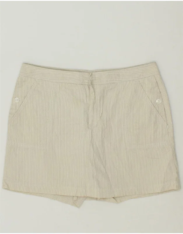 DOCKERS Womens A-Line Skirt US 8 Medium W30  Beige Pinstripe Cotton zip skirt side