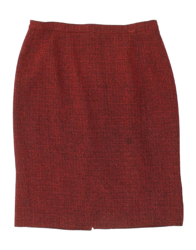 EASTEX Womens Pencil Skirt UK 14 Large W32  Red Polyester high slit skirt