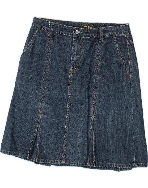 EDDIE BAUER Womens Denim Skirt US 12 Large W30 Blue Cotton wool skirt sturdy